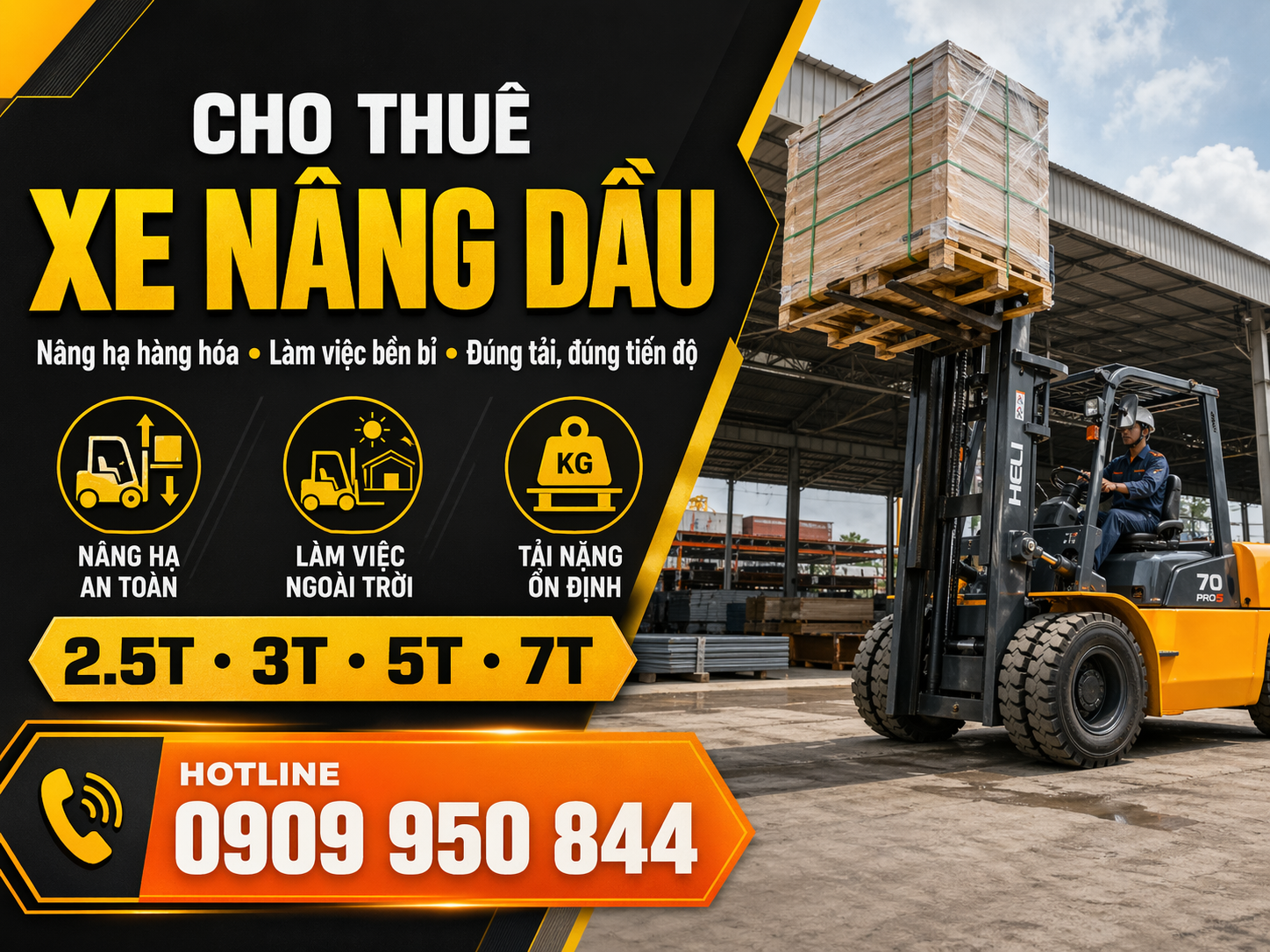 Cho Thuê Xe Nâng Dầu Uy Tín, Nâng Hàng Mạnh, Làm Việc Linh Hoạt