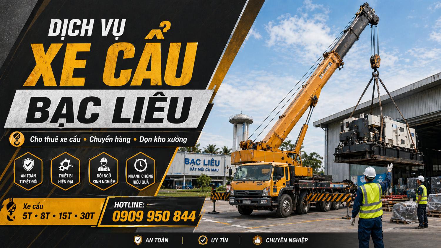 Dịch vụ cho thuê xe cẩu tải / chuyển hàng / dọn kho xưởng ở Bạc Liêu Dịch vụ cho thuê xe cẩu tải / chuyển hàng / dọn kho xưởng ở Bạc Liêu
