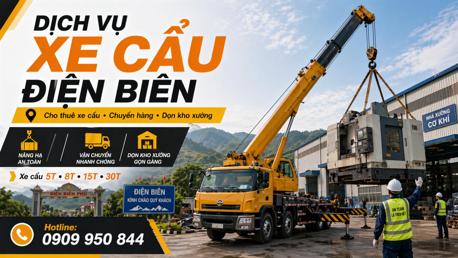 Dịch vụ cho thuê xe cẩu tải / chuyển hàng / dọn kho xưởng ở Điện Biên Dịch vụ cho thuê xe cẩu tải / chuyển hàng / dọn kho xưởng ở Điện Biên