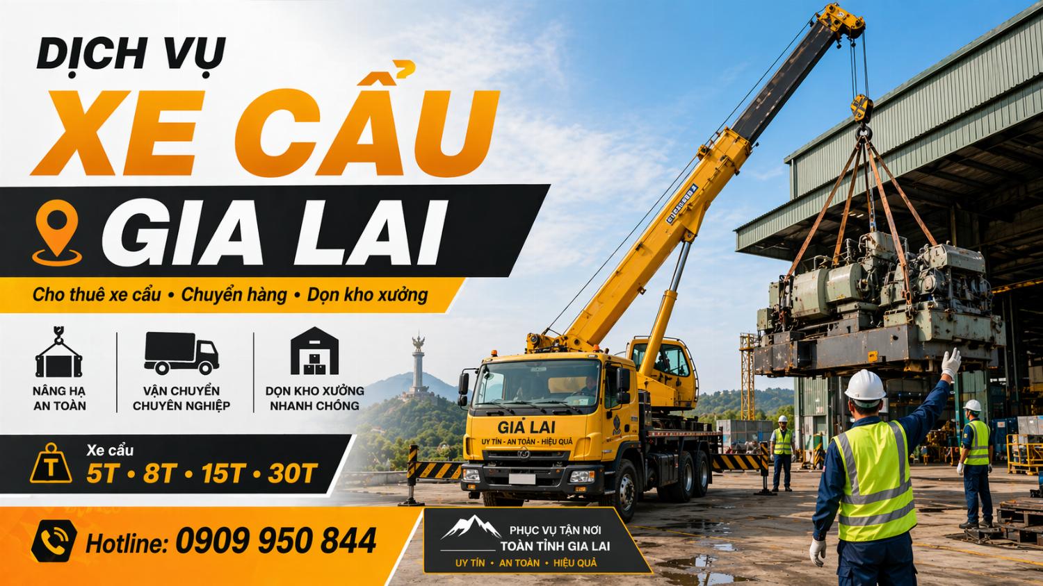 Dịch vụ cho thuê xe cẩu tải / chuyển hàng / dọn kho xưởng ở Gia Lai Dịch vụ cho thuê xe cẩu tải / chuyển hàng / dọn kho xưởng ở Gia Lai