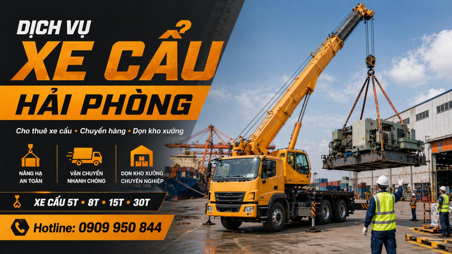 Dịch vụ cho thuê xe cẩu tải / chuyển hàng / dọn kho xưởng ở Hải Phòng Dịch vụ cho thuê xe cẩu tải / chuyển hàng / dọn kho xưởng ở Hải Phòng
