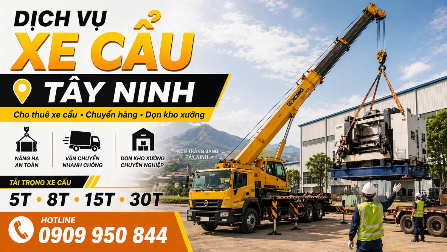 Dịch vụ cho thuê xe cẩu tải / chuyển hàng / dọn kho xưởng ở Tây Ninh