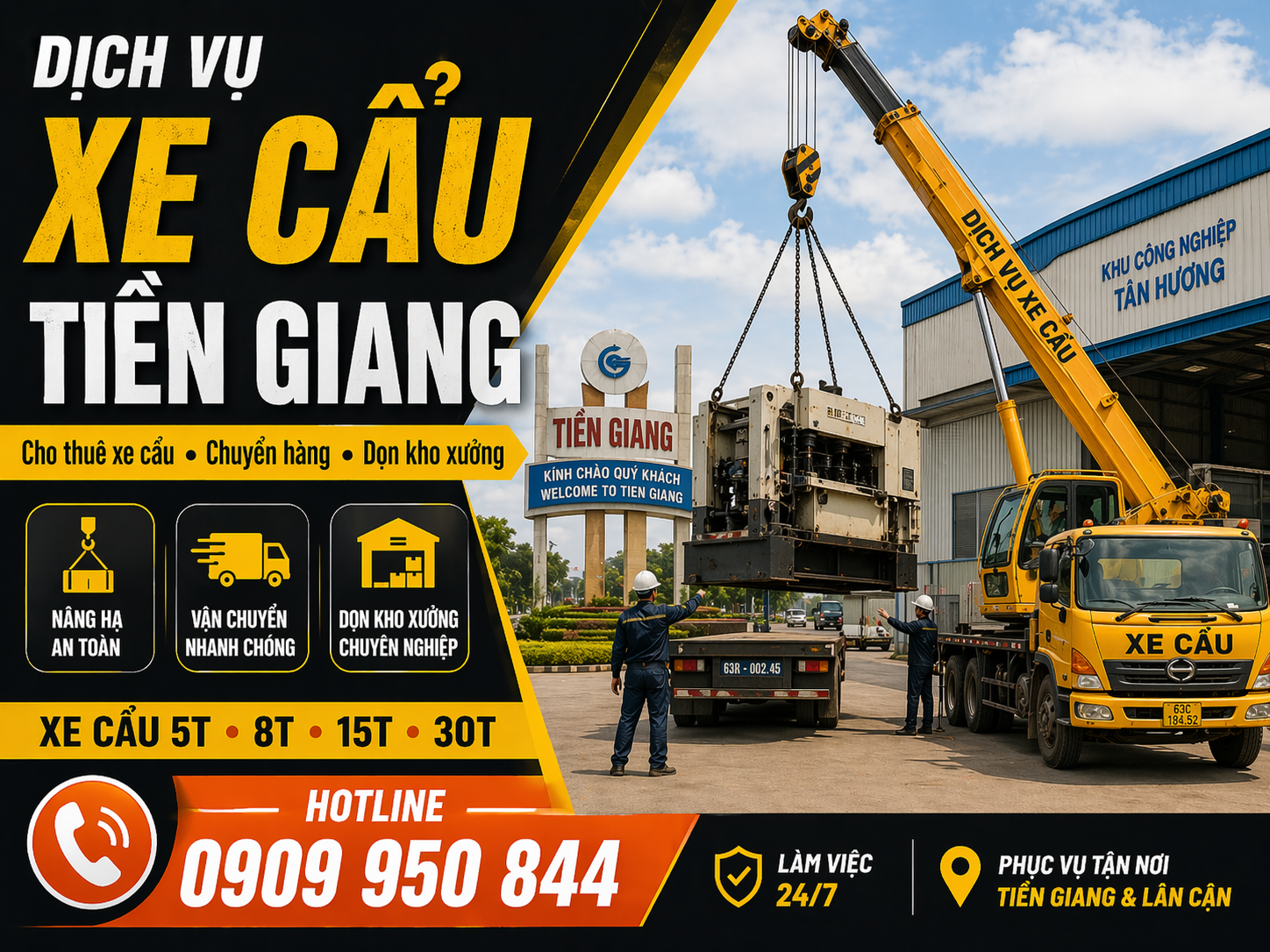 Dịch vụ cho thuê xe cẩu tải / chuyển hàng / dọn kho xưởng ở Tiền Giang Dịch vụ cho thuê xe cẩu tải / chuyển hàng / dọn kho xưởng ở Tiền Giang