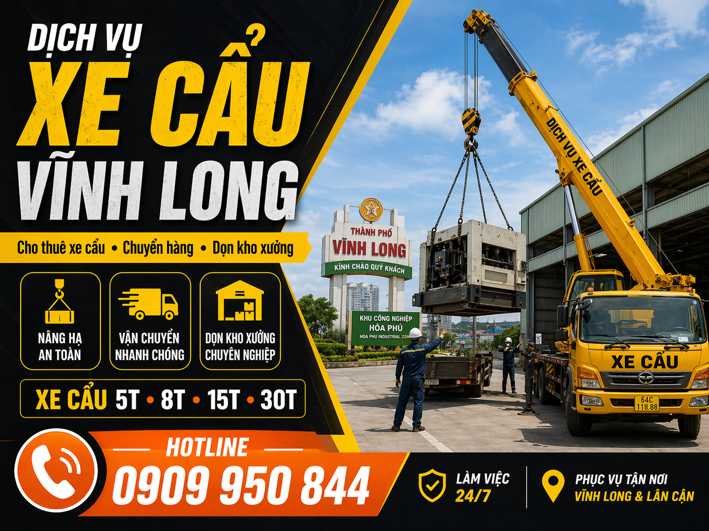 Dịch vụ cho thuê xe cẩu tải / chuyển hàng / dọn kho xưởng ở Vĩnh Long Dịch vụ cho thuê xe cẩu tải / chuyển hàng / dọn kho xưởng ở Vĩnh Long
