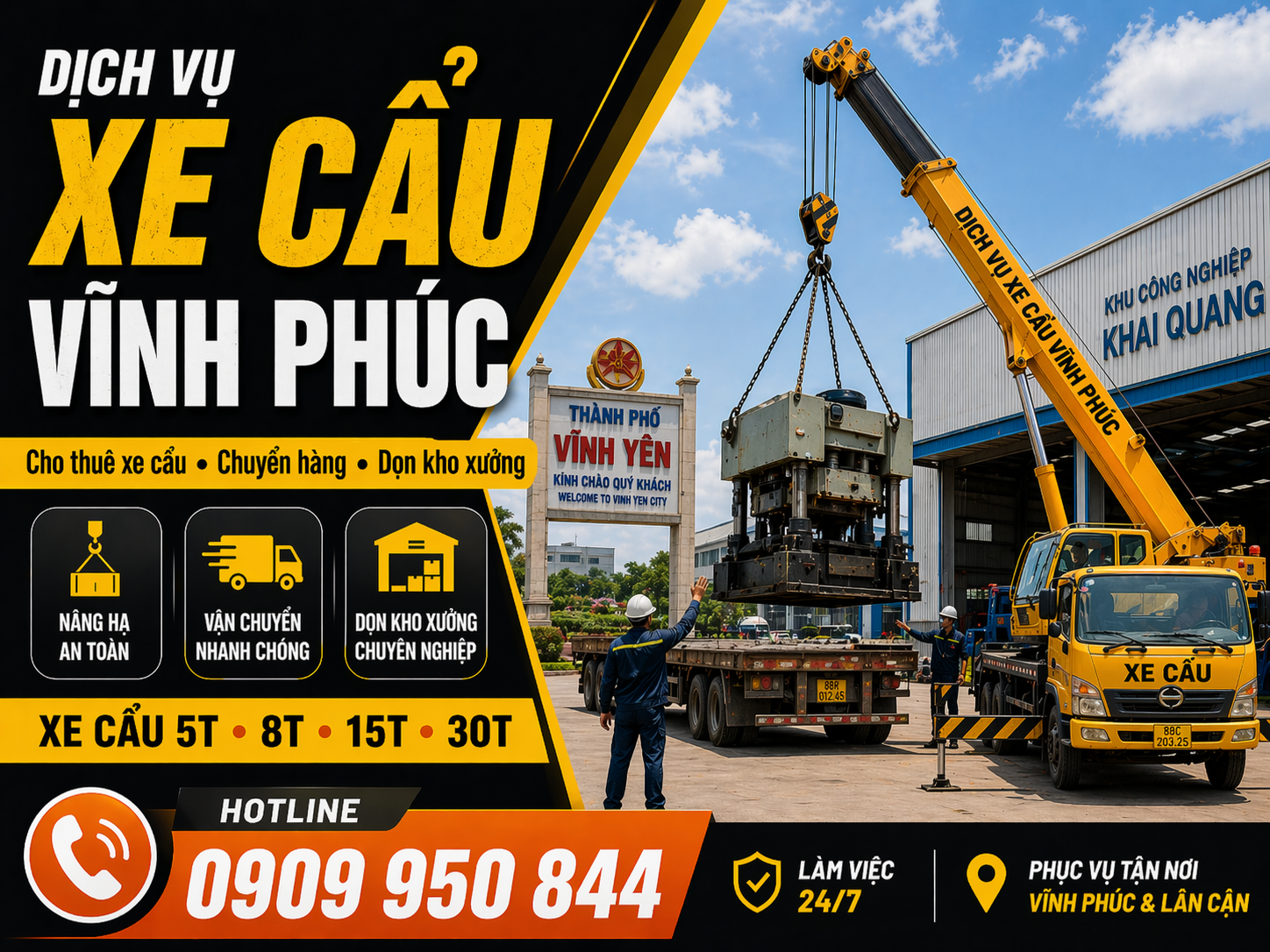 Dịch vụ cho thuê xe cẩu tải / chuyển hàng / dọn kho xưởng ở Vĩnh Phúc Dịch vụ cho thuê xe cẩu tải / chuyển hàng / dọn kho xưởng ở Vĩnh Phúc