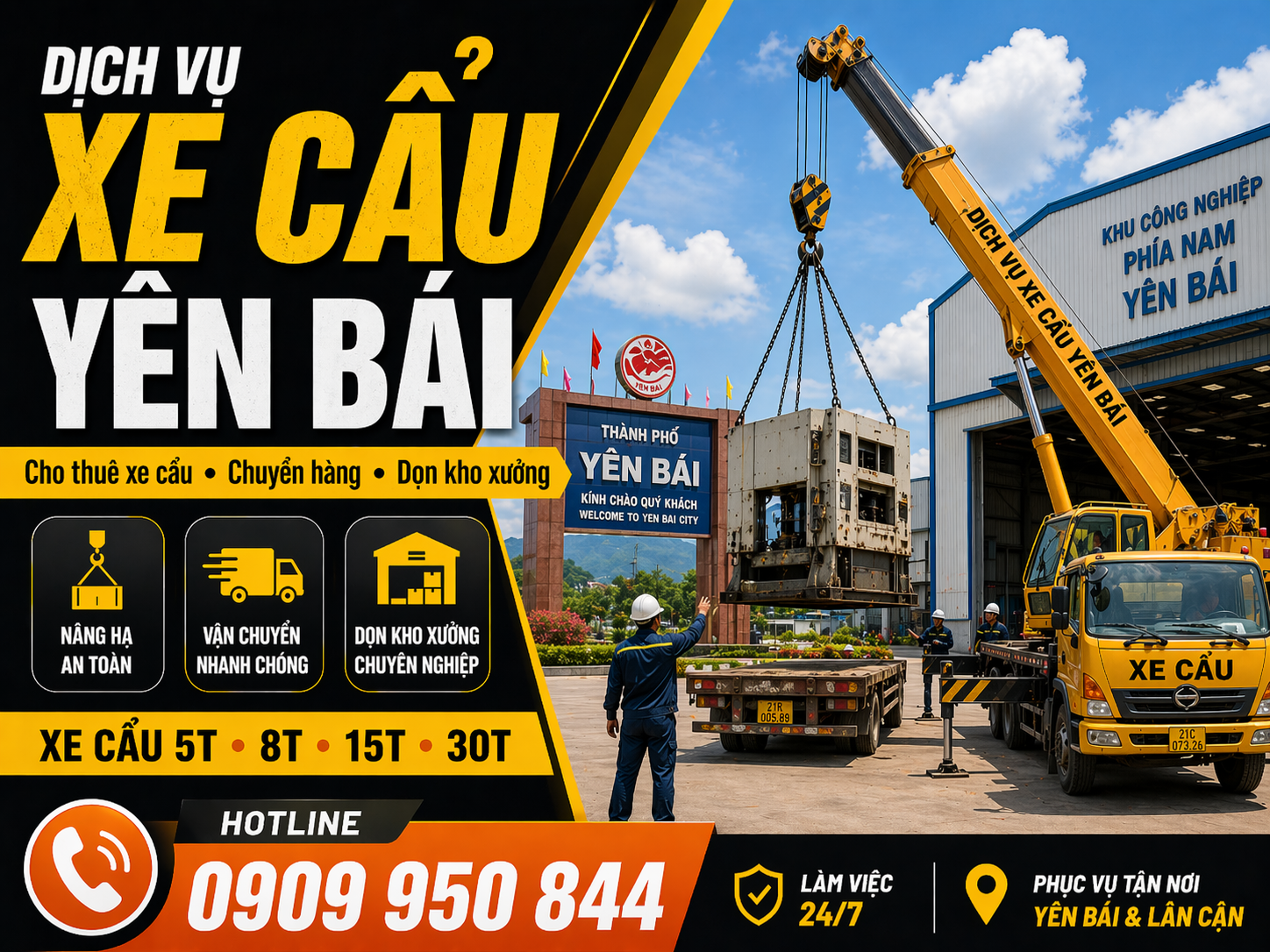 Dịch vụ cho thuê xe cẩu tải / chuyển hàng / dọn kho xưởng ở Yên Bái Dịch vụ cho thuê xe cẩu tải / chuyển hàng / dọn kho xưởng ở Yên Bái
