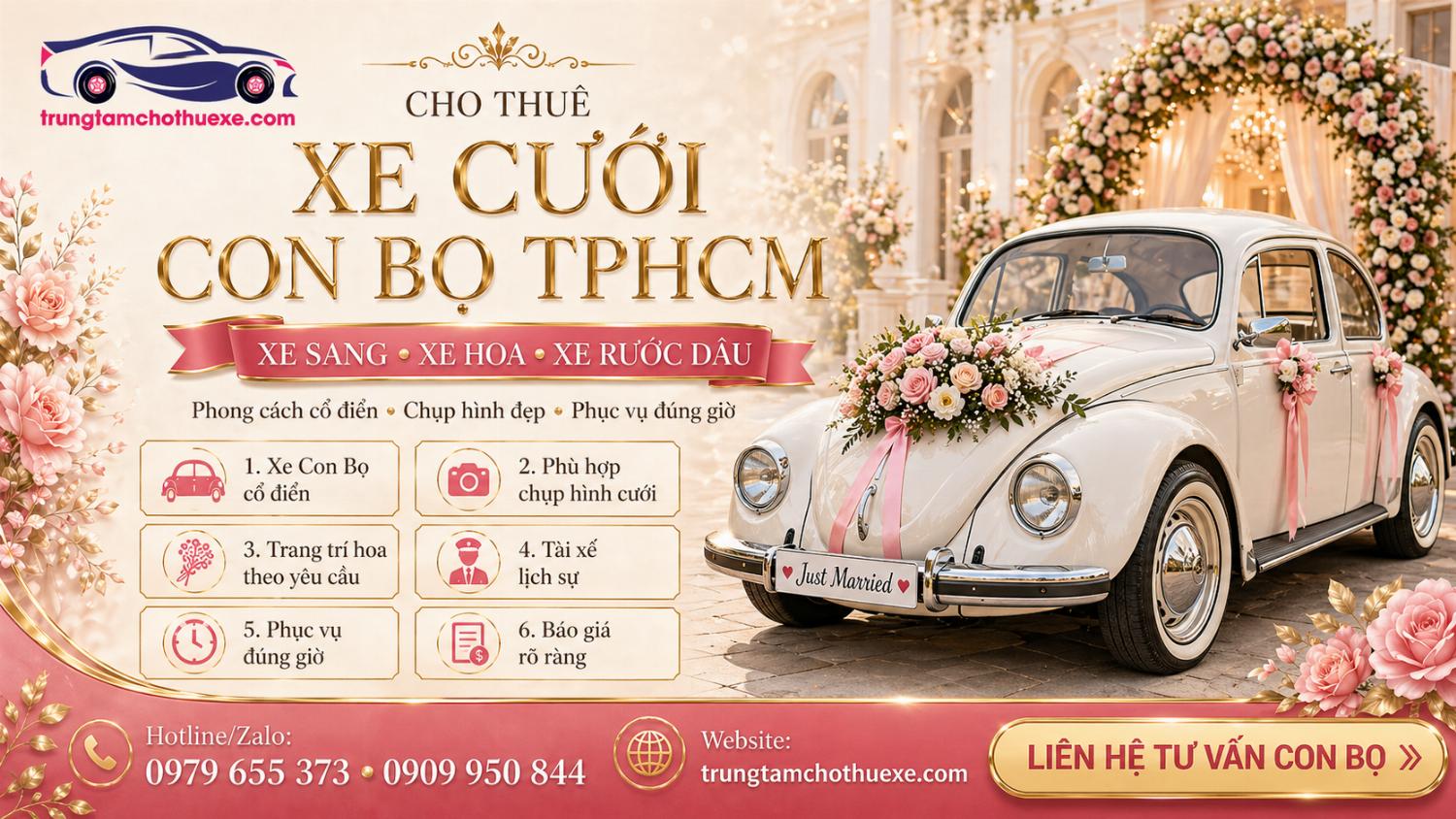 Cho Thuê Xe Đám Cưới Con Bọ Ở TPHCM Đẹp, Lãng Mạn, Có Gu