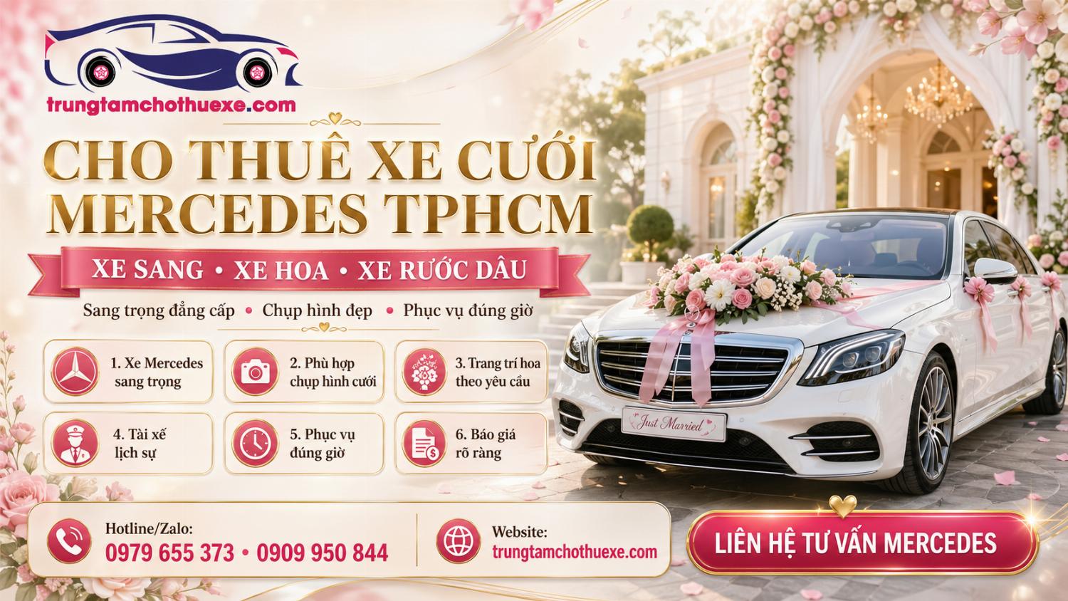 Cho Thuê Xe Đám Cưới Mercedes Ở TPHCM Sang Trọng, Đẹp, Đẳng Cấp