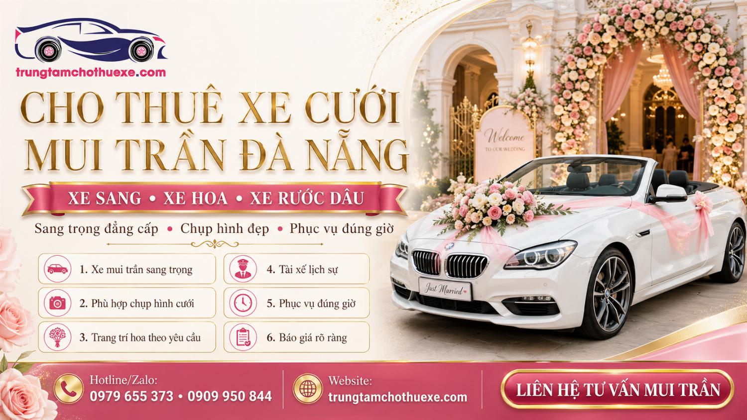 Dịch Vụ Cho Thuê Xe Cưới Mui Trần Ở Đà Nẵng Nổi Bật, Lãng Mạn