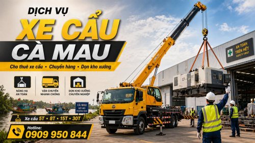 Dịch Vụ Cho Thuê Xe Cẩu Tải / Chuyển Hàng / Dọn Kho Xưởng Ở Cà Mau Uy Tín, Nhanh Gọn