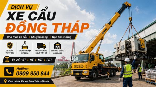 Dịch Vụ Cho Thuê Xe Cẩu Tải / Chuyển Hàng / Dọn Kho Xưởng Ở Đồng Tháp Uy Tín, Nhanh Gọn