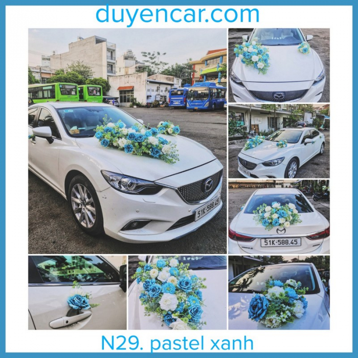 Cho thuê xe hoa madza 6 - hoa lụa trang trí - xehoacuoi.vn