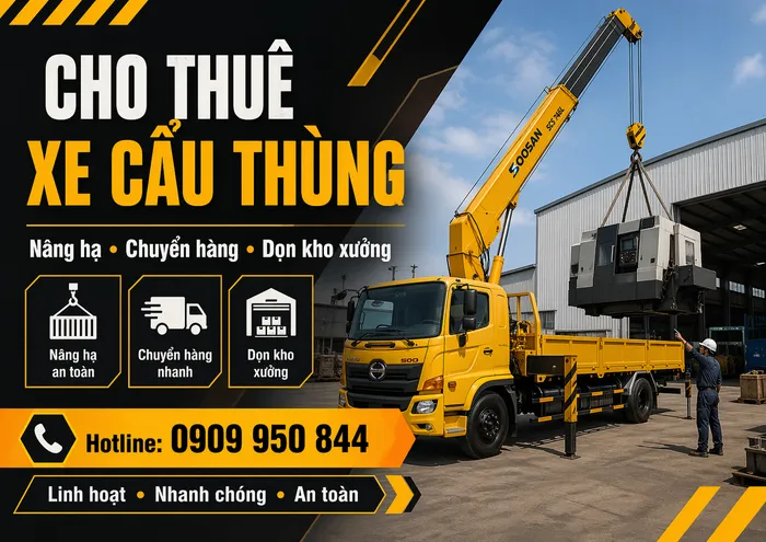 Cho Thuê Xe Cẩu Thùng Uy Tín, Nâng Hạ Nhanh, Giá Hợp Lý