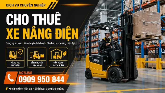 Cho Thuê Xe Nâng Điện Uy Tín, Êm, Sạch, Phù Hợp Kho Xưởng