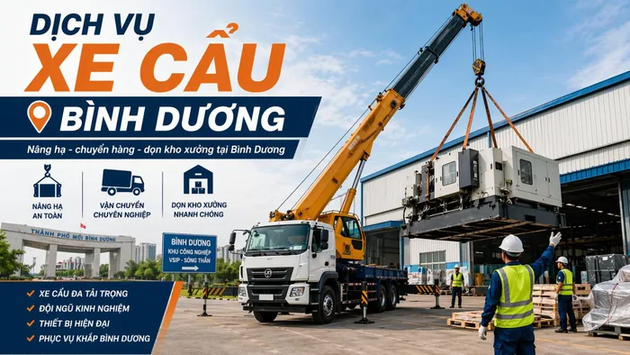 Dịch Vụ Cho Thuê Xe Cẩu Tải / Chuyển Hàng / Dọn Kho Xưởng Ở Bình Dương Uy Tín, Nhanh Gọn