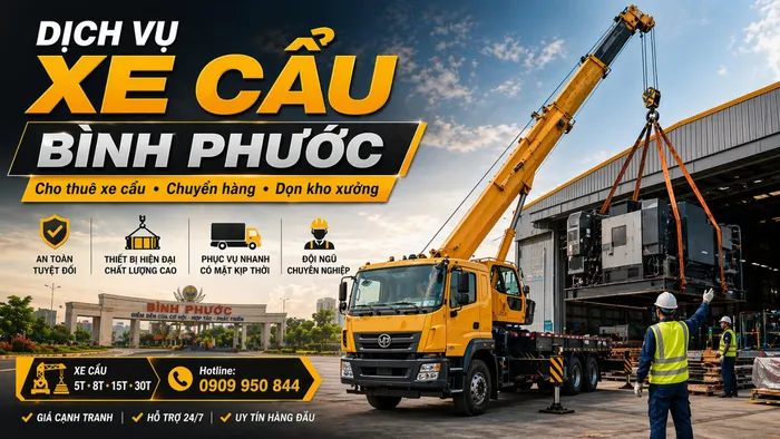 Dịch Vụ Cho Thuê Xe Cẩu Tải / Chuyển Hàng / Dọn Kho Xưởng Ở Bình Phước Uy Tín, Nhanh Gọn