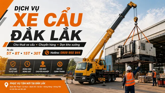 Dịch Vụ Cho Thuê Xe Cẩu Tải / Chuyển Hàng / Dọn Kho Xưởng Ở Đắk Lắk Uy Tín, Nhanh Gọn