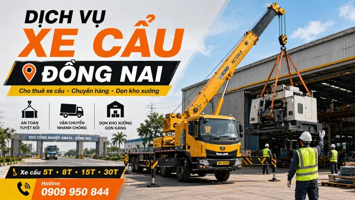 Dịch Vụ Cho Thuê Xe Cẩu Tải / Chuyển Hàng / Dọn Kho Xưởng Ở Đồng Nai Uy Tín, Nhanh Gọn