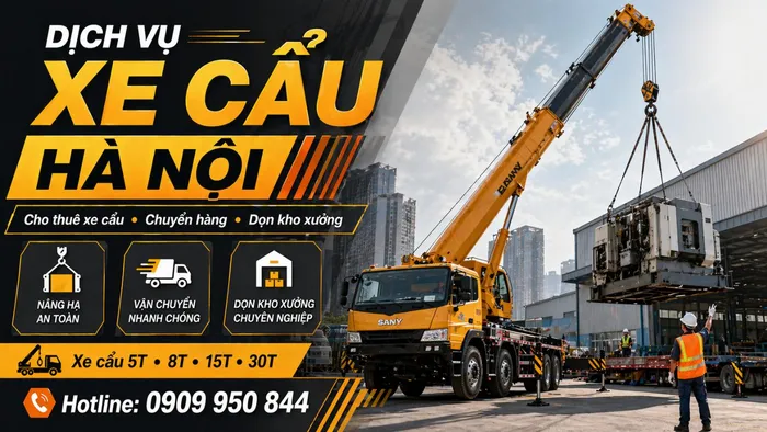 Dịch Vụ Cho Thuê Xe Cẩu Tải / Chuyển Hàng / Dọn Kho Xưởng Ở Hà Nội Uy Tín, Nhanh Gọn