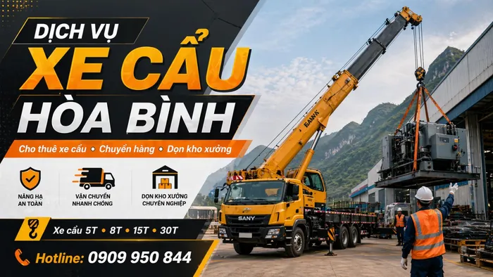 Dịch Vụ Cho Thuê Xe Cẩu Tải / Chuyển Hàng / Dọn Kho Xưởng Ở Hòa Bình Uy Tín, Nhanh Gọn