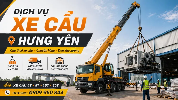 Dịch Vụ Cho Thuê Xe Cẩu Tải / Chuyển Hàng / Dọn Kho Xưởng Ở Hưng Yên Uy Tín, Nhanh Gọn