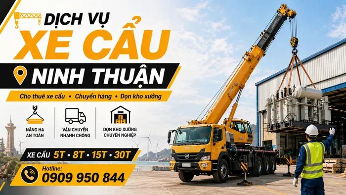 Dịch Vụ Cho Thuê Xe Cẩu Tải / Chuyển Hàng / Dọn Kho Xưởng Ở Ninh Thuận Uy Tín, Nhanh Gọn