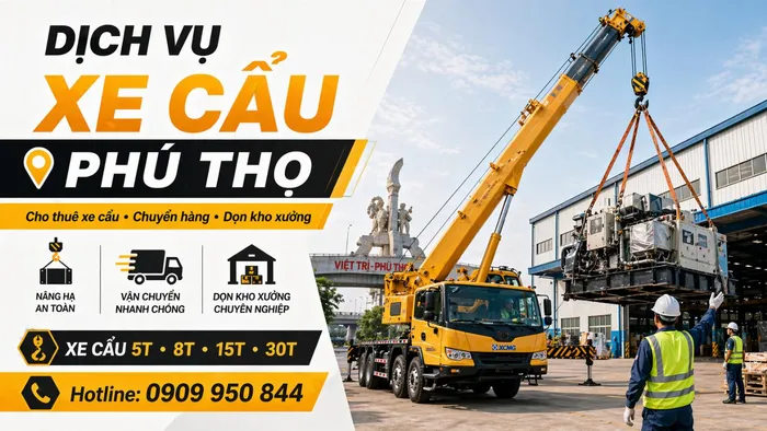 Dịch Vụ Cho Thuê Xe Cẩu Tải / Chuyển Hàng / Dọn Kho Xưởng Ở Phú Thọ Uy Tín, Nhanh Gọn