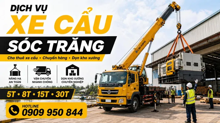 Dịch Vụ Cho Thuê Xe Cẩu Tải / Chuyển Hàng / Dọn Kho Xưởng Ở Sóc Trăng Uy Tín, Nhanh Gọn