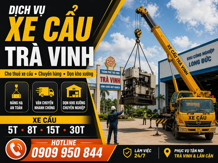 Dịch Vụ Cho Thuê Xe Cẩu Tải / Chuyển Hàng / Dọn Kho Xưởng Ở Trà Vinh Uy Tín, Nhanh Gọn